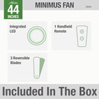 Hunter 44 inch Indoor Ceiling Fan with Light and Remote Control - For Bedroom or Living Room, Low Profile Mount, Modern Ceiling Fan with LED Light, Quiet, 3 Blades - Minimus 59454, Brushed Nickel