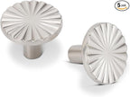 5 Pack Kitchen Cabinet Knobs Round Sunflower Dresser Knob Modern Drawer Hardware Cupboard Handles Furniture Knob for Bathroom Single Hole Knobs for Wardrobe Nickel TYH-BN-K5
