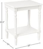 Decor Therapy Simplify Oak Wood Accent Storage Shelf End Table, Traditional Style, Antique White - (24" x 19.5" x 15.75")