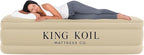 King Koil Luxury Built-in Pillow Top Queen Air Mattress with Built-in High-Speed Pump Best for Home, Camping, Guests, 20" Queen Size Double High Airbed, Blow Up Mattress, Waterproof, 1-Year Warranty