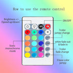 LED Strip with 24 Keys Remote Control, 2m Battery Powered Strip Lights for Party and DIY Decoration