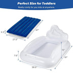 Inflatable Toddler Travel Bed, Reversible 2 Color Kids Air Mattress | Kids Blow up Mattress with Sides | Portable Toddler Bed for Travel, Sleepovers - Navy Blue & Grey