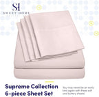 Sweet Home Collection 6 Piece 1500 Supreme Collection Brushed Microfiber Deep Pocket Sheet Set-2 Extra Pillow Cases, Great Value, Rv Short Queen, Pale Pink