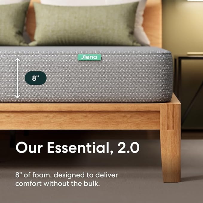 Siena 8” Full Memory Foam Mattress - Medium Firm - 180 Night Trial - Premium Pressure-Relieving Layers - 10 Year Warranty - Mattress in a Box - CertiPUR-US Certified