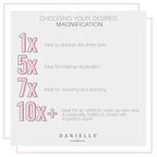 Danielle Creations 6.75-Inch Magnifying Vanity Makeup Mirror Rectangular Soft Touch Finish with 7X Magnification and 360 Swivel, Black