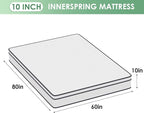 PayLessHere | 10 Inch Queen Mattress | Medium Firm Hybrid Mattress | White | with High-Density Foam and Breathable Cover | Pocket Spring Design, Pressure Relief | Bed in a Box, CertiPUR-US Certified