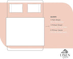 Linen Home 100% Cotton Percale Sheets Queen Size, Brushed Rose, Deep Pocket, 4 Pieces Set - 1 Flat, 1 Deep Pocket Fitted Sheet and 2 Pillowcases, Crisp Cool and Strong Bed Linen