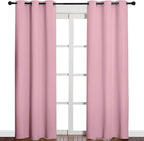 NICETOWN 84 inches Blackout Curtains for Office and Theater, Thermal Insulated Solid Grommet Drapes for Living Room (Crystal Pink, 1 Pair, 42 inches Wide)