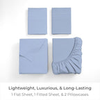 Mellanni King Sheets Set - 4 PC Iconic Collection Bedding - Hotel Luxury, Extra Soft, Cooling Bed Sheets - Wrinkle, Fade, Stain Resistant (King, Sky Blue)