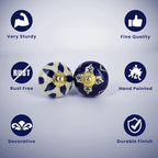 Handmade Blue Blessing Ceramic Stone Cabinet Knobs, Vintage Decorative Drawer Pulls for Trendy Cabinets, Modern Dressers & Cupboards, Knobs for Kitchen & Furniture - Set of 6