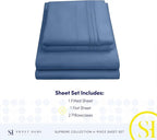California King Sheet Sets - Breathable Luxury Sheets with Full Elastic & Secure Corner Straps Built In - 1800 Supreme Collection Deep Pocket Bedding, Sheet Set, EXTRA DEEP pocket - Cal King, Denim