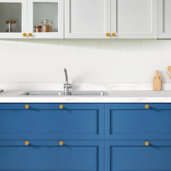 Ravinte 15 Pack Cabinet Knobs Earthy Yellow Kitchen Cabinet Knobs Round Dresser Drawer Pulls Closet Door Pulls 1-1/5 Inch