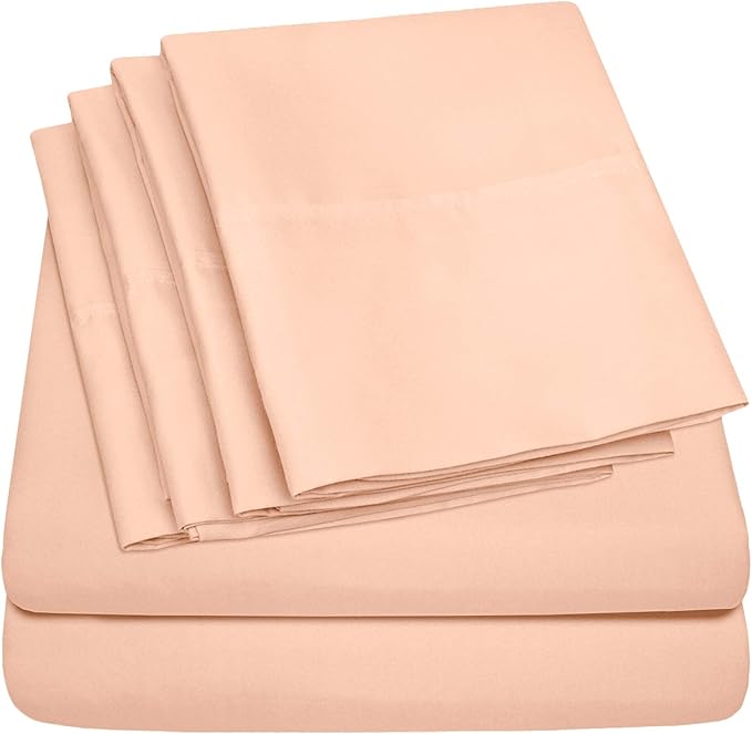Twin XL Size Bed Sheets - 4 Piece 1500 Supreme Collection Fine Brushed Microfiber Deep Pocket Twin X-Large Sheet Set Bedding - 1 EXTRA PILLOW CASES, GREAT VALUE, Twin XL, Peach