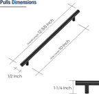 JOY DECOR 60 Pack Cabinet Handles, Black Cabinet Pulls, 10 in Hole Center Kitchen Hardware, Stainless Steel T Bar Handles for Dresser Drawers