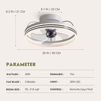 Ceiling Fans with Lights, 360° Rotating Ceiling Fan with Lights and Remote, 6 Wind Speeds Smart Flush Mount Ceiling Fan for Bedroom, Dining Room and Kitchen 20"
