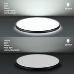 TALOYA 18 Inch Black Flush Mount Led Ceiling Light Fixture for Living Room Dining Room Ultra-Thin Round Surface Mounted Fixture Brightness Dimmable Equivs to 260W Traditional Led Bulb