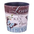 Leather Trash Can, Retro Decorative Waste Basket, 10L Capacity Small Waste Paper Basket, Waterproof Garbage Can for Bathroom, Bedroom, Office, Kitchen and Living Room - Butterfly