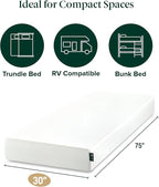 ZINUS 6 Inch 75" x 30" (Narrow Twin) Green Tea Memory Foam Mattress [New Version], Fiberglass free, Medium Firm Feel, Zoned Pressure Relief, Certified Safe Foams & Fabric, Mattress in A Box