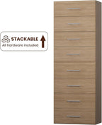 ROOMTEC 25.5" 4 Drawer Short Tower Closet Unit, Modular Closet System with Drawers and Shelf, Wardrobe Organizer for Bedroom or Walk-in Closet, Wall Mounted, Customizable Clothes Storage Unit, Wood
