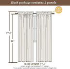 Chyhomenyc Taupe Sheer Curtains 96 inches Long 2 Panels, Light Filtering Soft Airy Solid Elegant Voile Window Treatment Drapes for Bedroom Living Room Wedding Party Decor, 42 Wx96 L, 8FT L