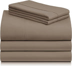 LuxClub 5 PC Split King Sheet Set, Breathable Luxury Bed Sheets, Deep Pockets Wrinkle Free Cooling Sheets Machine Washable Hotel Bedding Silky Soft - Dark Khaki Split King