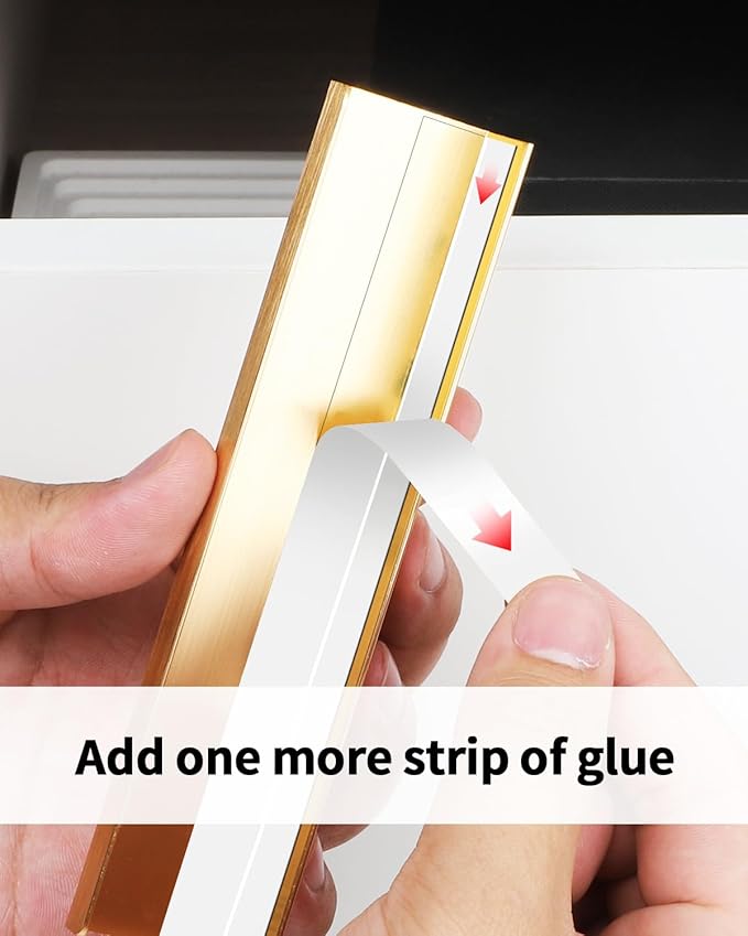 5pack 6 inch self Adhesive Cabinet pulls Adhesive Cabinet Handles Stick on Handles Gold Finger pulls for cabinets Drawer Edge pulls Finger pulls Concealed Drawer Seam Flat