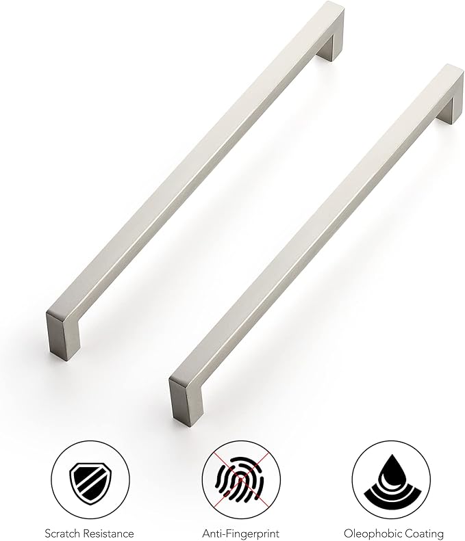Ravinte 20 Pack 10 Inch Kitchen Square Cabinet Handles Satin Nickel Pulls Brushed Nickel Kitchen Cabinet Hardware Handles for Cupboard Drawer Pulls