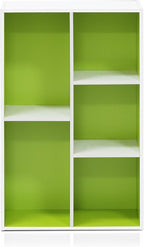 Furinno LUDER Book Shelf, 5-Cube Bookshelf, Reversible Bookcase, 9.4" x 19.5" x 31.5", for Living Room, Bedroom, Home Office, White/Green