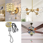 Ceiling Fan Switch Zing Ear ZE-109 Two-Wire Light Switch with Pull Cords for Ceiling Light Fans Lamps and Wall Lights Pull Chain Switch Control Replacement On-Off,2 Pcs (Nickel)