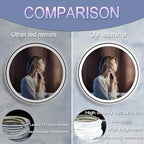 32 Inch Black Frame Round LED Bathroom Mirror Anti-Fog Smart Memory 3 Color Adjustable Brightness Frontlit 32" Black Framed Circle Round Lighted Vanity Mirror for Bathroom Wall Mounted