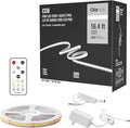 16.4ft COB Led Strip Light with Remote, 6500K Dimmable Bright Daylight White Led COB Strip Light, White Continuous Led Strip Light for Mirror, Stair, Cabinet, Room