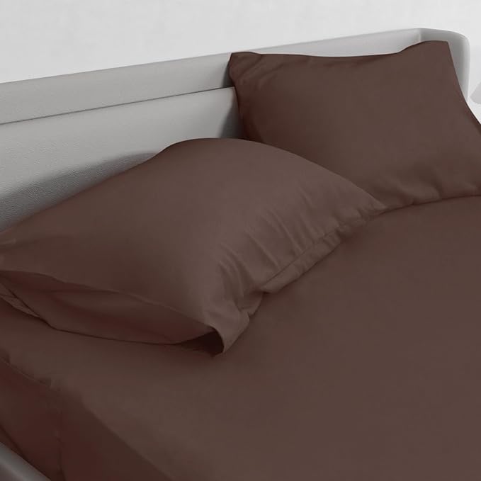 Queen Sheet Set for Air Mattress - Sheets Queen Size Bed Set - 3Pcs Side Storage Pocket Fitted Sheet & Pillowcases Easily Fits 16in to 24in Pillow Top Air Bed Mattress - Brown