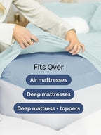 Extra Deep Cal King Sheet Set - 6 Piece Breathable and Cooling Sheets - Hotel Luxury Bed Sheets Set - Easy Fit - Soft, Wrinkle Free and Comfy Sheets Set - Ice Blue Sheet Set with Extra Deep Pockets