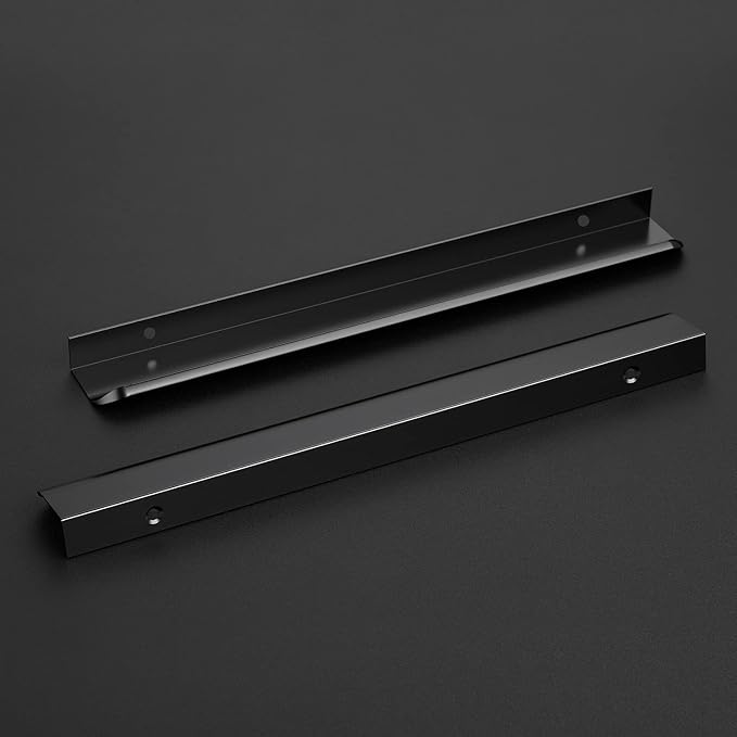 Ravinte Hardware 10 Pack Black Cabinet Handles, 11.8 Inch (300mm) Finger Edge Pulls, 8.8 Inch Hole Center, Finger Pulls for Cabinets