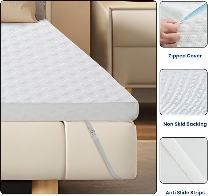 EDILLY 3 Inch Cooling Gel Memory Foam Mattress Topper Twin XL Size,with Removable & Washable Bamboo Cover,Soft Breathable Mattress Pad,Bed Topper for Back Pain Relief (38x80)