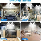 2 Packs LED Garage Light, Super Bright Screw in E26/E27 Ceiling Shop Work Lamp, 260W 26000 Lumen Deformable Basement Bulb Fixture with 10+1 Adjustable Panels, Lighting for Workshop, Attic
