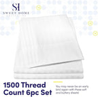 Dobby Stripe Queen Sheets - 6 Piece 1500 Supreme Collection Fine Brushed Microfiber Deep Pocket Queen Sheet Set Bedding - 2 Extra Pillow Cases, Great Value, Queen, Dobby White