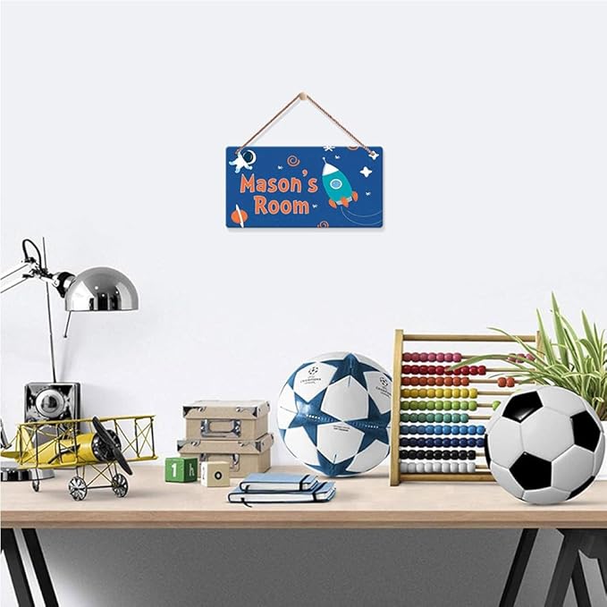 Personalized Signs Customized Sign Astronaut Sign, Custom Name for Nursery Bedroom Kids Room Wall Art Decor Outer Space Themed Decor For Boys Room Girls Bedroom