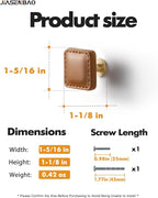 5 Pack Brown Leather Drawer Pulls Square Leather Handles Cabinet knobs for Kitchen Bathroom Cabinets Dressers Furniture Handles