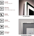 Fab Glass and Mirror LED Mirror 48x30 Inches, Led Bathroom Mirror with Lights Front and Backlit Anti-Fog Memory Brightness, Three Color Options Frameless Wall Mounted Bathroom Vanity Mirrors