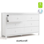 Storkcraft Alpine 6-Drawer Dresser (White) – GREENGUARD Gold Certified, White Dresser for Bedroom, Kids & Nursery Storage Drawers, Safety Interlocking Drawers, Pre-Installed Tracks, Kids Bedroom