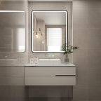 30X36 Inch LED Mirror for Bathroom,Black Metal Frame Lighted Vanity Mirror,Large Wall Mounted Makeup Mirror,6000K,Dimmable Anti-Fog