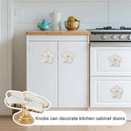 4 pcs Flower Petal Knobs,Creative Silver Flower Drawer Pulls Handles with Screws Single Hole Handle for Cabinet, Dressing ，Home Decor Handles (White)