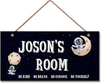 Personalized Astronaut Sign Custom Name Decoration Exquisite Decorative Signs for Kids Room Wall Art Decor Outer Space Themed Decor Nursery Decor For Boys Room