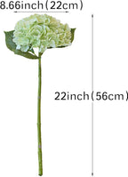 4PCS Artificial Flowers Large Hydrangeas Flowers Latex Bouquet for Wedding Bridal Office Home Party Decoration (2Pcs Green+2Pcs Light Green)