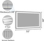 Koonmi 30x55 LED Bathroom Mirror, Backlit + Front Lit, LED Bathroom Mirror with Lights for Wall, 3 Colors, Anti-Fog, Dimmable Brightness, Tempered Glass