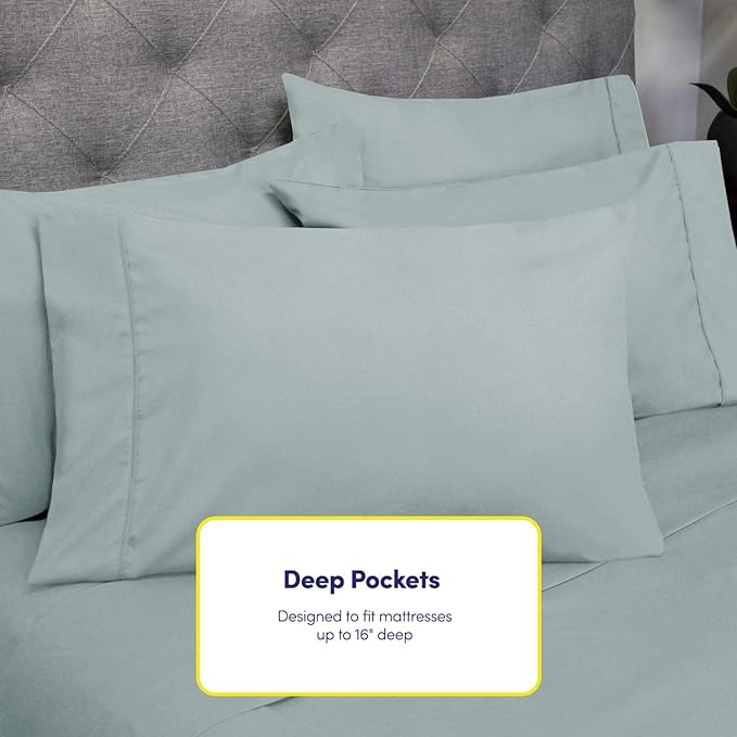 Sweet Home Collection 6 Piece Bed Sheet Set, RV Short Queen, Slate