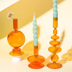 Rtteri 3 Pcs Glass Candlestick Holders Glass Candle Holders Groovy Wavy Elegant Taper Candle Stick for Wedding Home Birthday Party Christmas Halloween Decoration Windowsill Decor(Brown)
