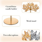 Crystal Candle Holders Lotus Candelabras Silver Arch Candlestick, Centerpiece Table, Home Hecor for Wedding, Dinning Room, Coffee Table, Kitchen, Living Room, Entryway (5 Arms, Taper Candle)