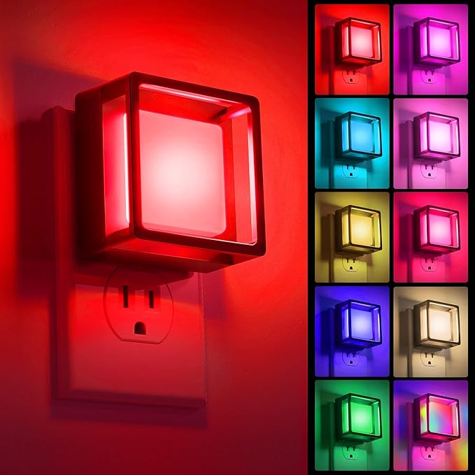 DORESshop Night Light for Kids [2 Pack], Color Changing Baby NightLight, Night Lights Plug Into Wall, Dusk to Dawn Sensor, Plug in Night Light for Kids Room, Nursery, Bedroom, Kitchen, Hallway